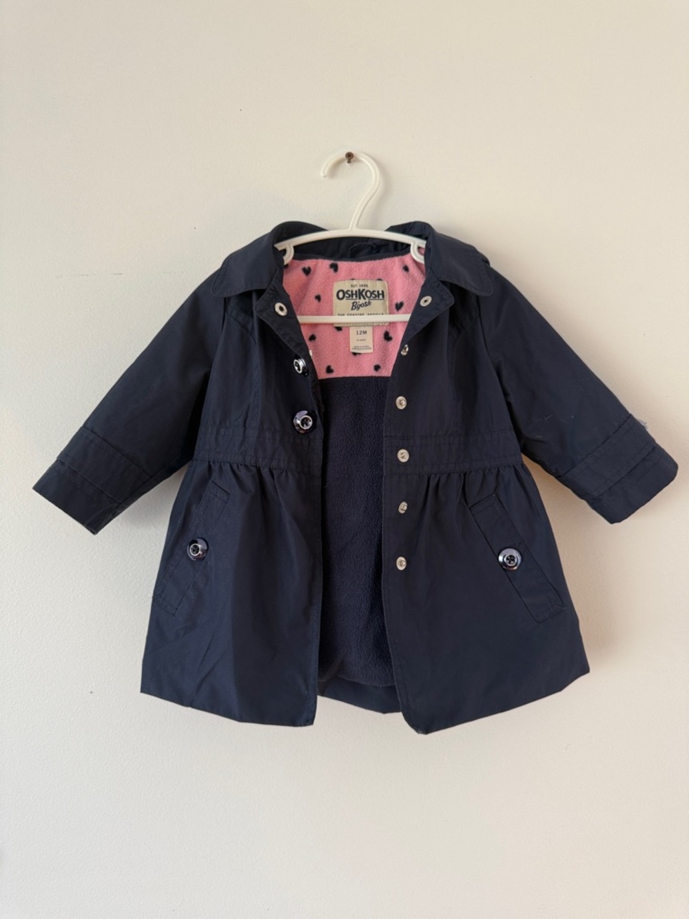 OshKosh B'gosh Navy Spring/Fall Coat With Pink Lining